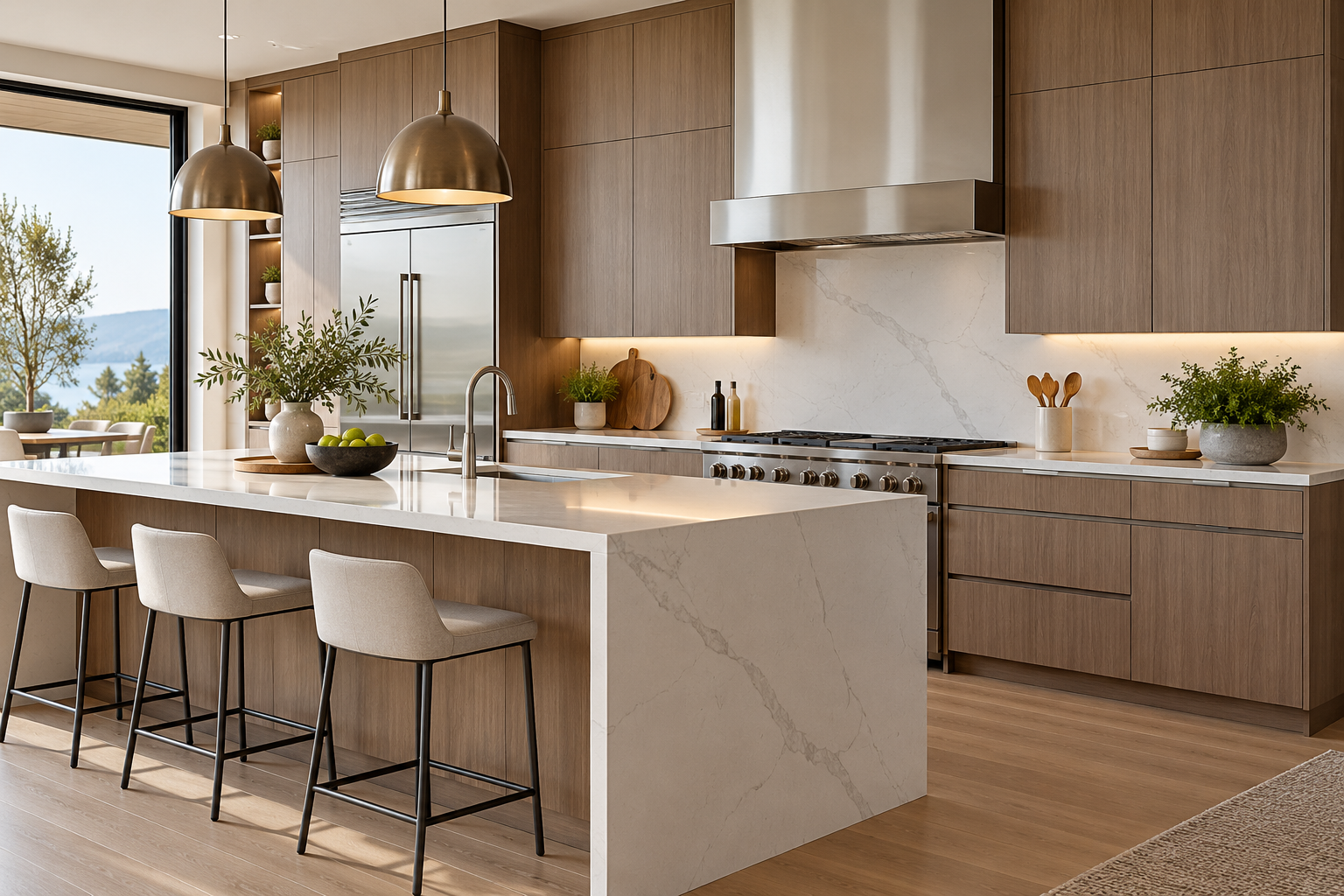 Tủ bếp Laminate trong không gian bếp hiện đại