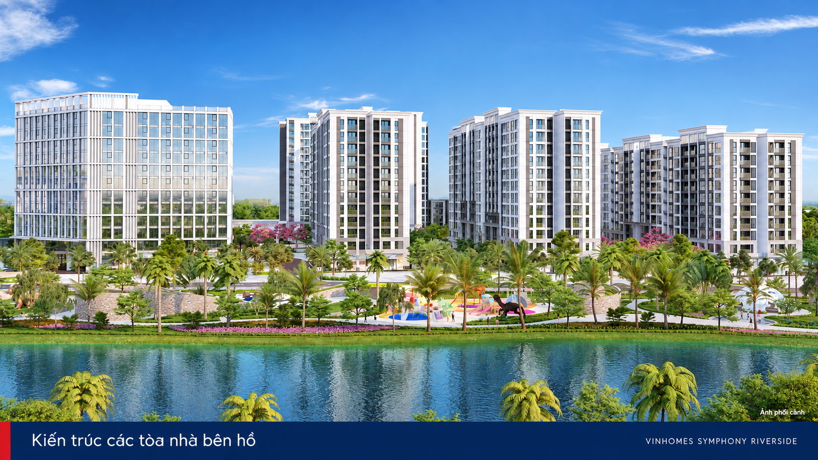 Không gian vui chơi và đường dạo ven hồ